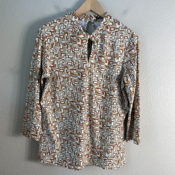 J McLaughlin Womens Large Catalina Cloth Top Long Sleeve Key Hole Front Shirt - Picture 7 of 10